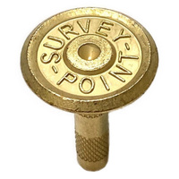 Brass Survey Bolt,  "Survey Point" with centre mark, length 43mm