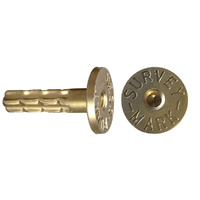 Brass Wall Plug, "Survey Mark" with internal M8 thread